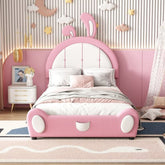 Bellemave® Twin Size Upholstered Platform Bed with Ribbit Shaped Headboard - Bellemave